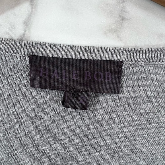 Hale Bob Bohemian Tunic Knit Top Womens M Gray Tassel Tie Neck Long sleeve - Picture 4 of 10